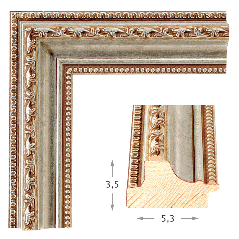 Καθρέπτης με ξύλινη ασημί κορνίζα 60x80cm