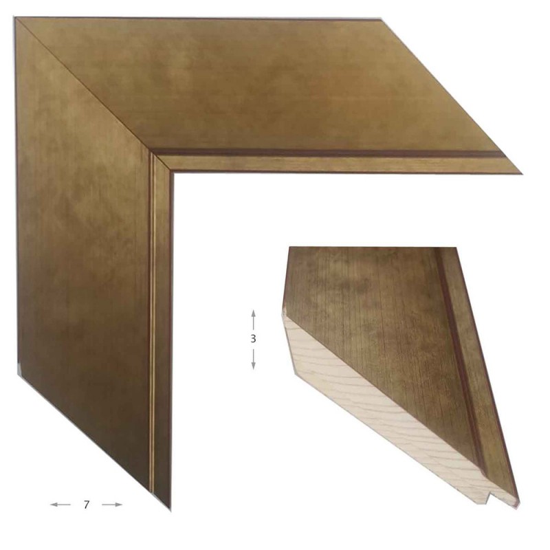 Mirror with wooden gold and red water frame plate 60x80cm
