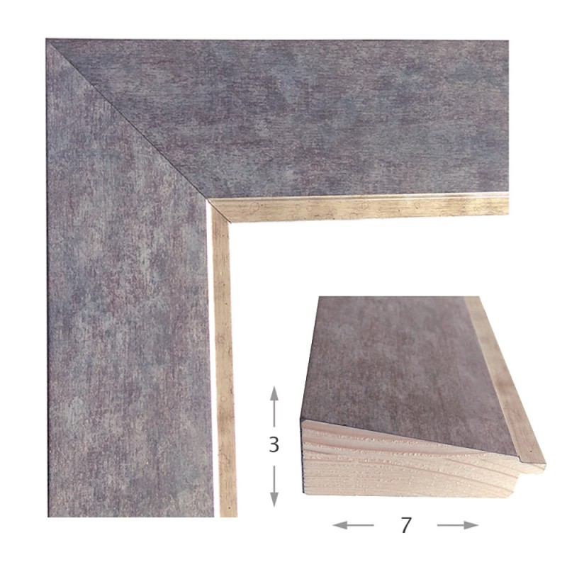  Mirror with wooden frame flat color gray-silver stripe 60x80cm