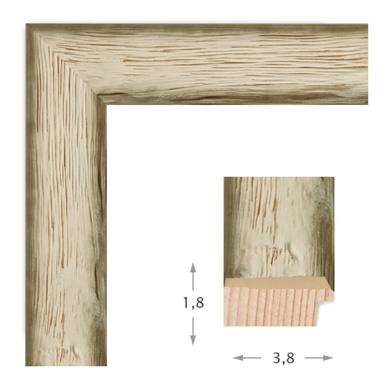 Καθρέπτης με ξύλινη λευκή-γκρί ντεκαπέ κορνίζα 60x80cm