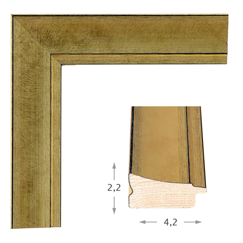  Mirror with wooden gold with black lines frame 60x80cm