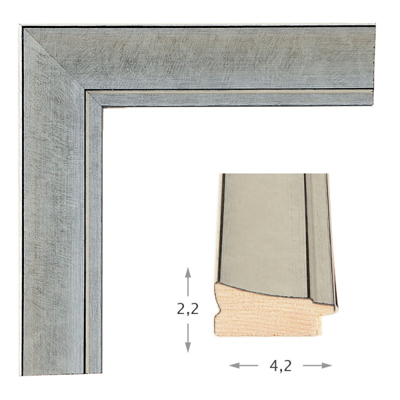  Mirror with wooden silver with black lines frame 60x80cm