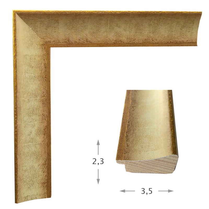 Καθρέπτης με ξύλινη χρυσή αντικέ με λευκή πατίνα κορνίζα 60x80cm