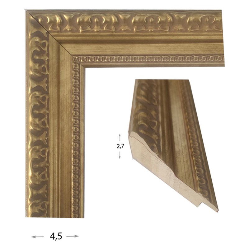 Καθρέπτης με ξύλινη χρυσή σκαλιστή κορνίζα 60x80cm