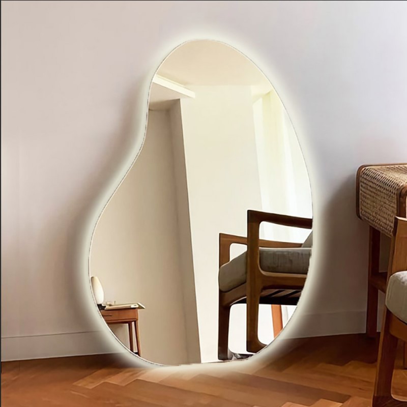  Illuminated LED wall mirror 80x110cm in the shape of a pebble No5