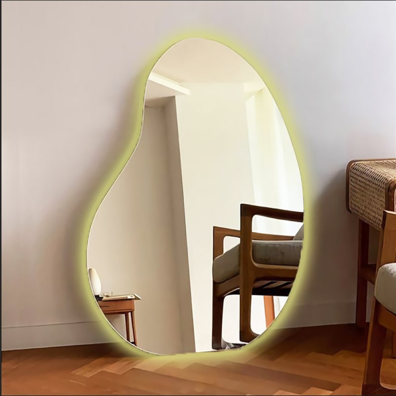  Illuminated LED wall mirror 80x110cm in the shape of a pebble No5