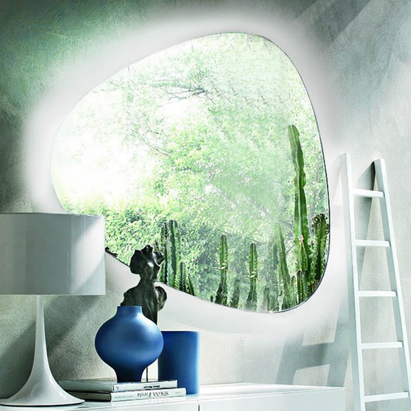 Καθρέπτης led μπάνιου - τοίχου 90x85cm - 80x80cm σε σχήμα βότσαλο με φωτισμό