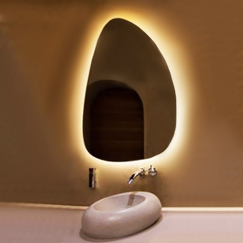 Καθρέπτης led μπάνιου - τοίχου 60Χ80cm σε σχήμα βότσαλου Νο1
