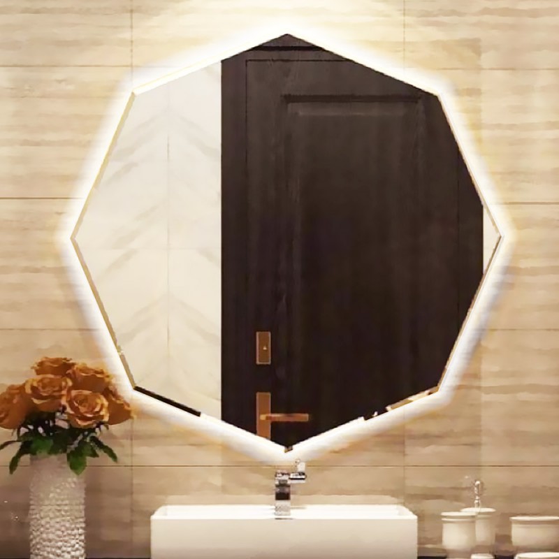Καθρέπτης led μπάνιου μπιζουτέ 70x70cm - 80x80cm - 90x90cm σε σχήμα πολύγωνου