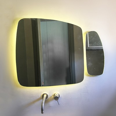 Καθρέπτες Led σετ 2 τεμάχια φωτιζόμενο βότσαλο 65x65cm και 42x17cm