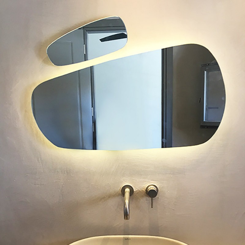 Led mirrors set 2 pieces 85x45cm and 35x14cm pebble