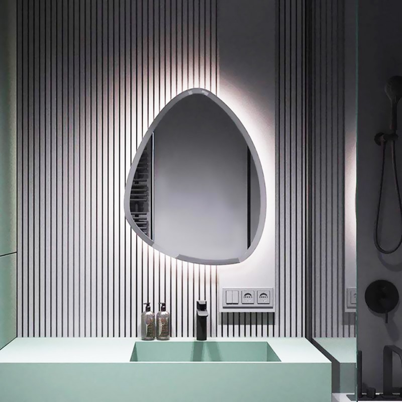 Καθρέπτης led μπάνιου μπιζουτέ 73x87cm σε σχήμα βότσαλο