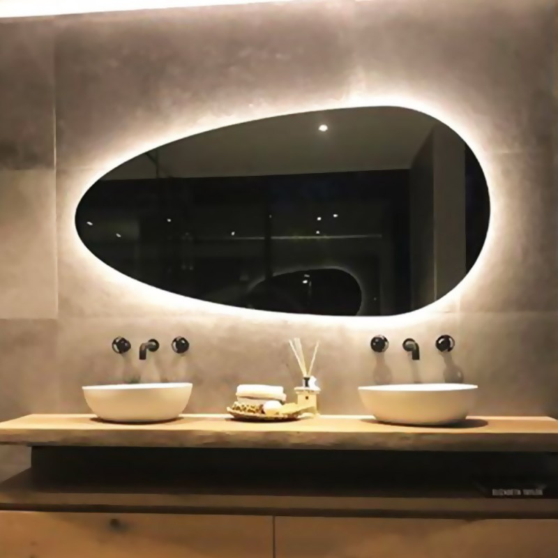  Led mirror 140x70cm in the shape of a pebble