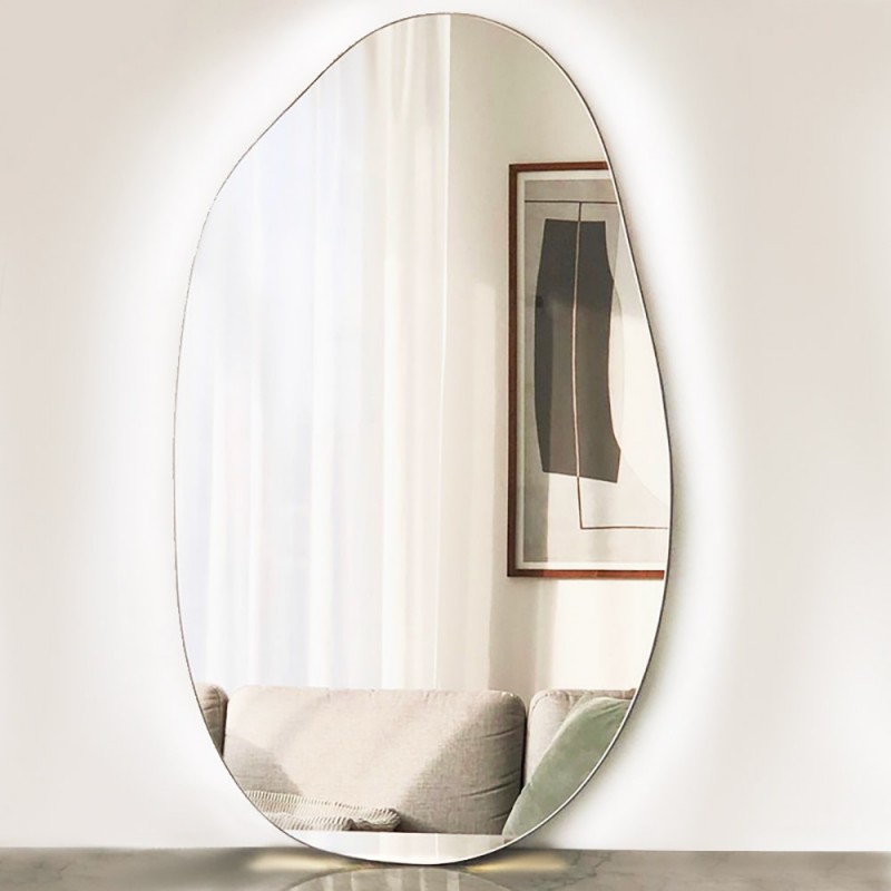 Καθρέπτης led μπάνιου - τοίχου 55x90cm - 60x110cm - 160x80cm φωτιζόμενος σχήμα βότσαλο