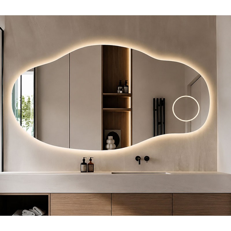 Oval mirror with LED 140x80cm in free design