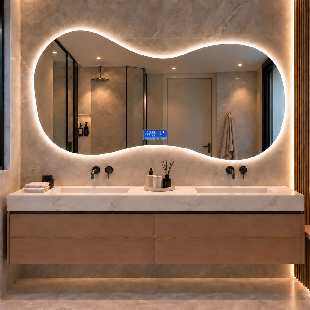 Ασύμμετρος καθρέπτης με LED 150x80cm