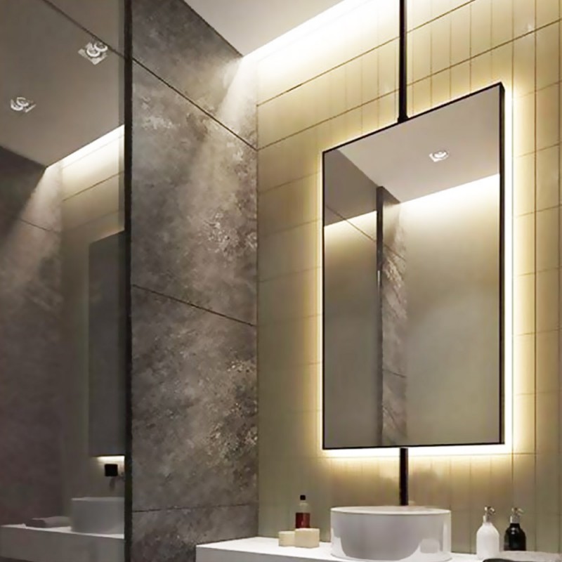 Καθρέπτης led μπάνιου οροφής φωτιζόμενος μεταλλικός περιστρεφόμενος 60x80cm - 70x90cm