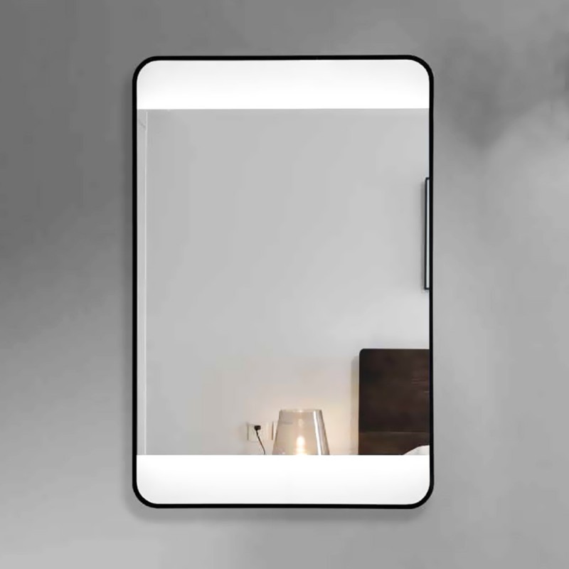 LED mirror 60x80cm - 70x90cm - 80x80cm with black steel blade