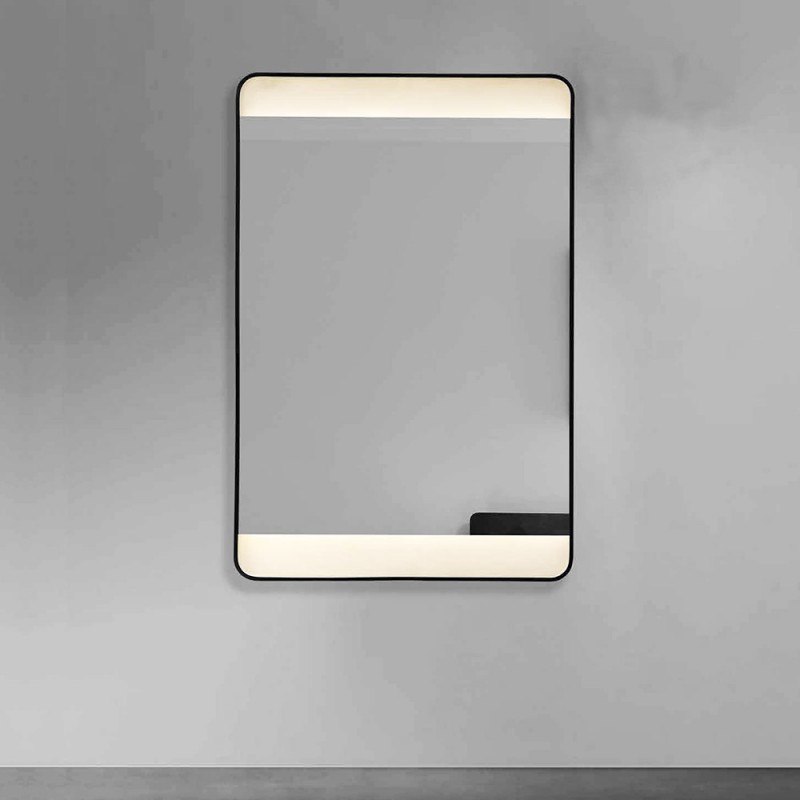 LED mirror 60x80cm - 70x90cm - 80x80cm with black steel blade
