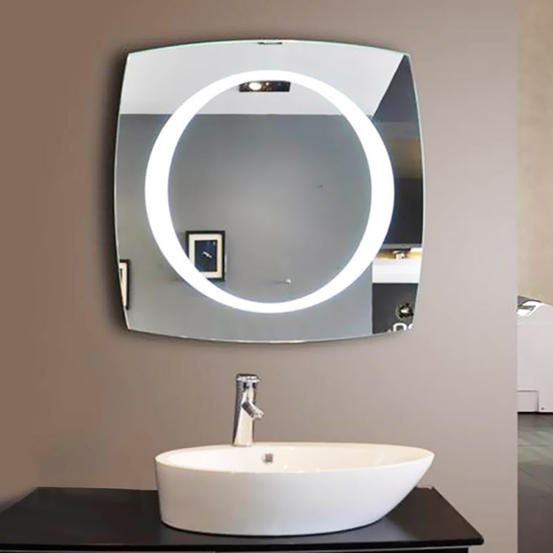 Illuminated LED bathroom wall mirror 80x80cm elliptical