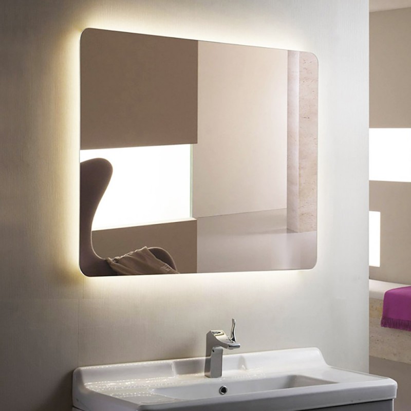 Καθρέπτης led μπάνιου με στρογγυλεμένες γωνίες 80x70cm - 120x80cm φωτιζόμενος περιμετρικά