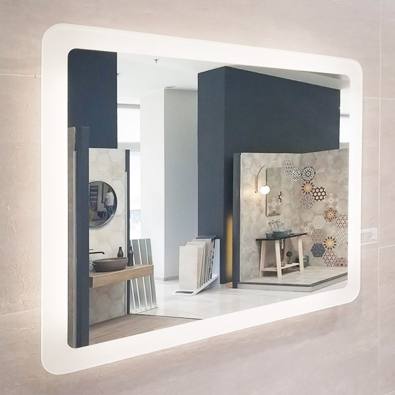 Καθρέπτης led μπάνιου 60x80cm - 90x75cm αμμοβολή με φωτισμό περιμετρικά