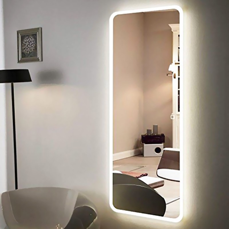 Led room mirror 60x180cm full-length illuminated with rounded corners