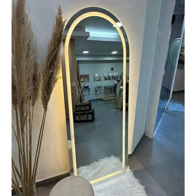 LED mirror 60x180cm with arch and sand blasting design