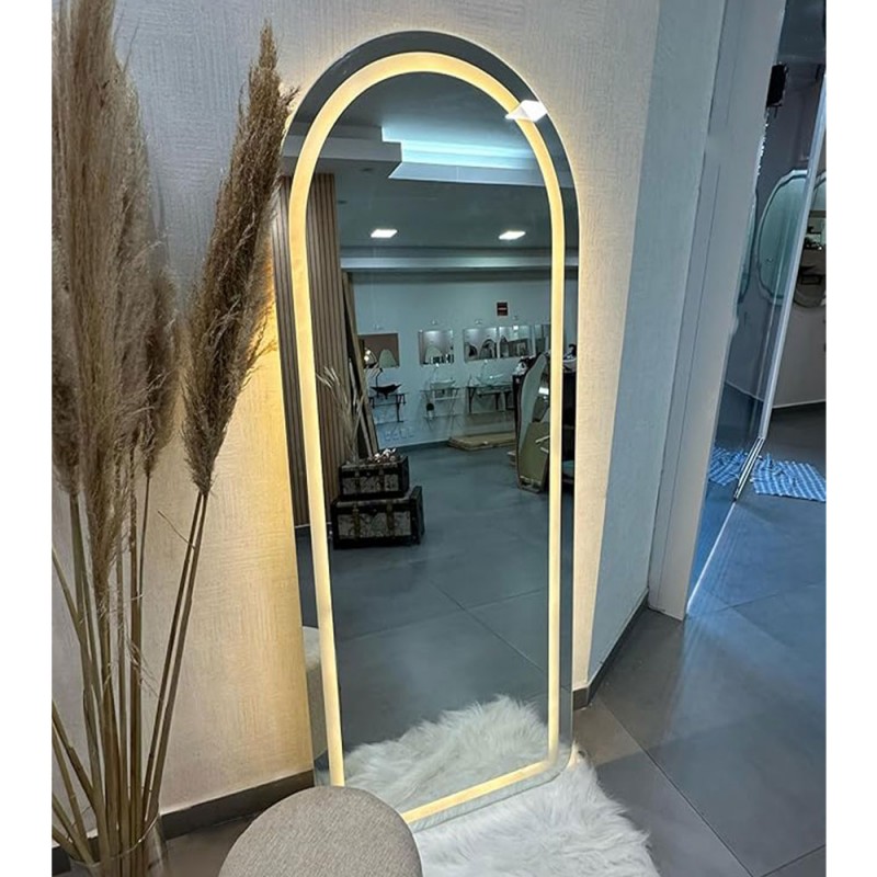 LED mirror 60x180cm with arch and sand blasting design