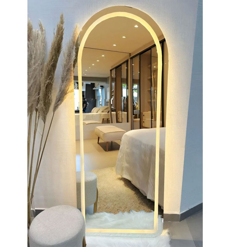 LED mirror 60x180cm with arch and sand blasting design
