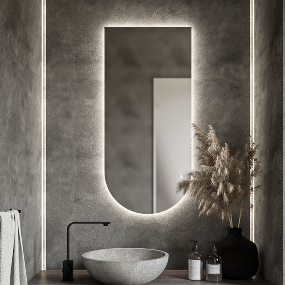 Mirror led 45x90cm - 60X120cm 1 piece in the shape of an oval capsule