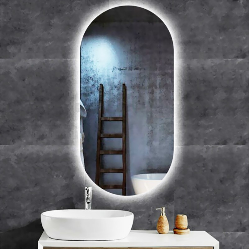 Καθρέπτης led μπάνιου τοίχου 40x80cm - 60x90cm οβάλ κάψουλα φωτιζόμενος
