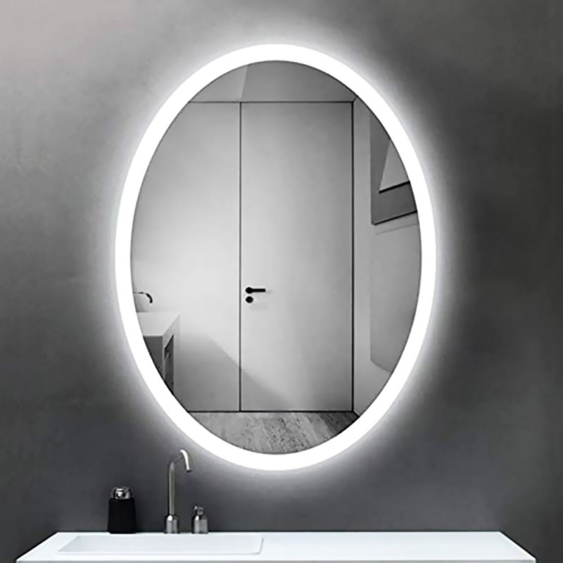 Καθρέπτης led μπάνιου τοίχου 60x80cm - 60x90cm οβάλ με αμμοβολή