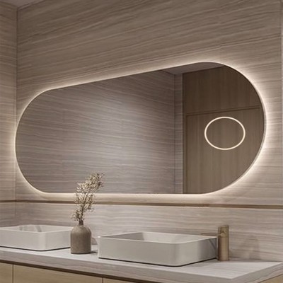 Καθρέπτης led οβάλ κάψουλα 140x75cm με μεγεθυντικό καθρέπτη ενσωματωμένο