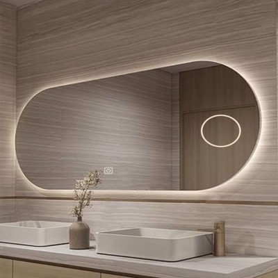 Καθρέπτης led οβάλ κάψουλα 140x75cm με μεγεθυντικό καθρέπτη ενσωματωμένο