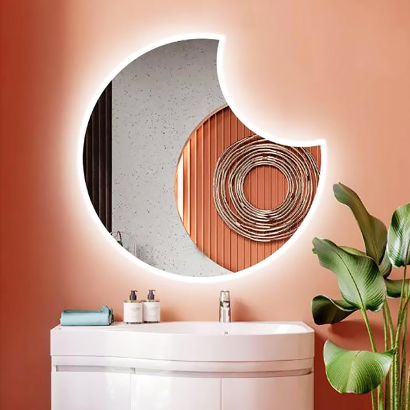 Eclipse led mirror with sandblasting Ø80cm - Ø90cm