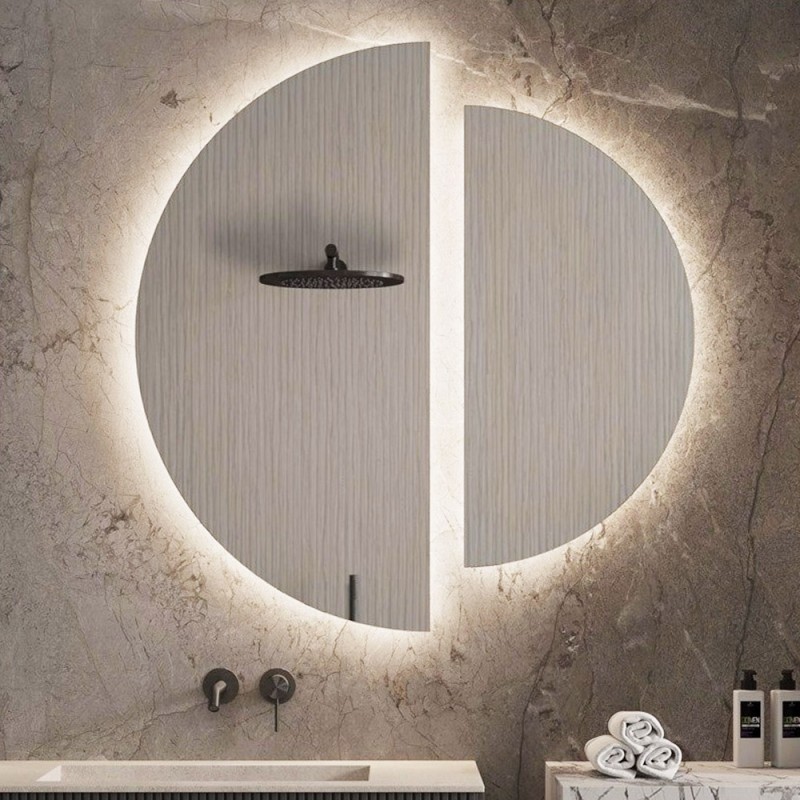 Set of two semicircular LED mirrors 80x40cm - 60x30cm