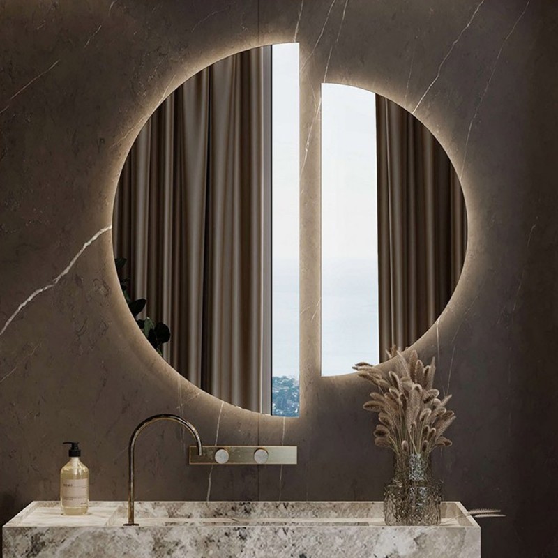 Set of two semicircular LED mirrors 80x40cm - 60x30cm