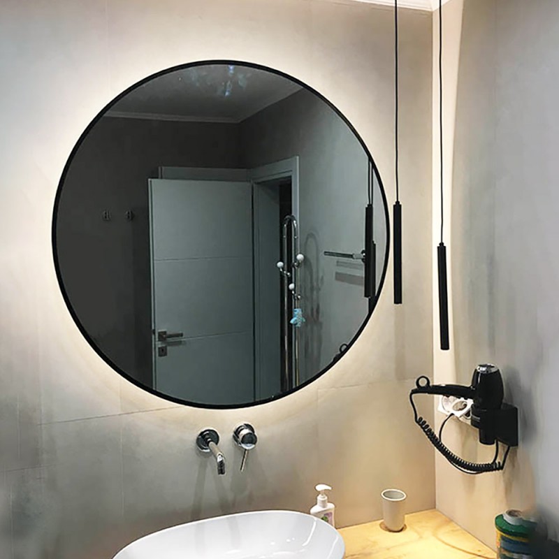 Καθρέπτης led μπάνιου στρογγυλός Φ60cm - Φ90cm με μαύρο περίγραμμα βαφή