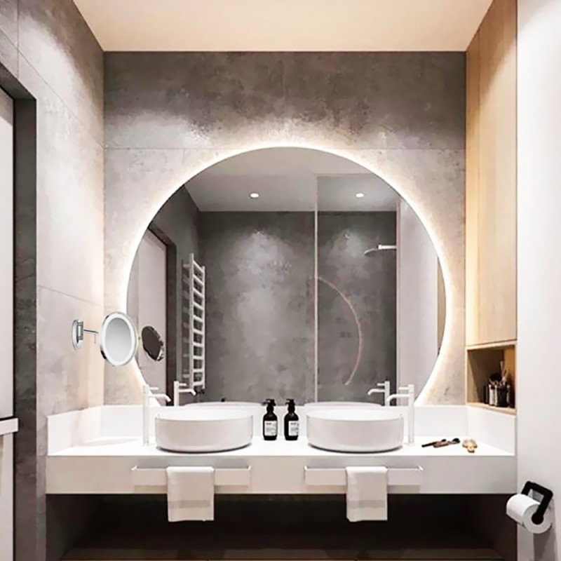Καθρέπτης led μπάνιου τοίχου στρογγυλός Φ90cm - Φ140cm κύκλος τρία τέταρτα