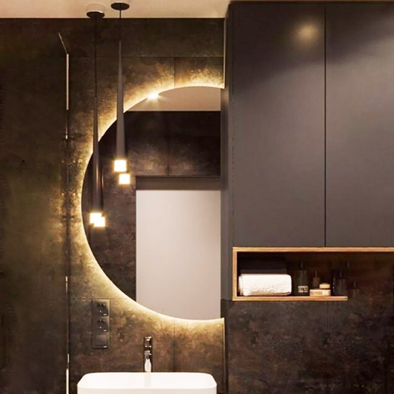 Καθρέπτης led μπάνιου τοίχου φωτιζόμενος 60x90cm ημικυκλικός