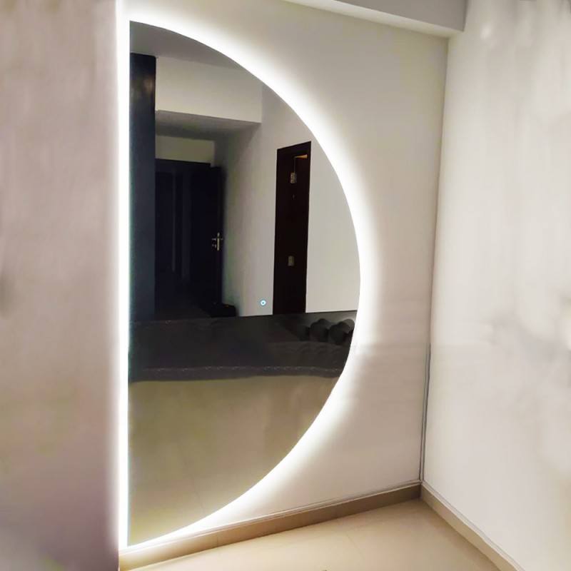 Illuminated led bathroom wall mirror 60x120cm - 80x160cm semicircular