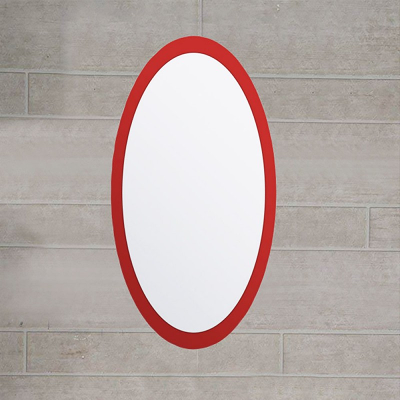 Καθρέπτης σε μαύρο, κόκκινο και λευκό οβάλ lacobel, μπάνιου τοίχου 40x80cm