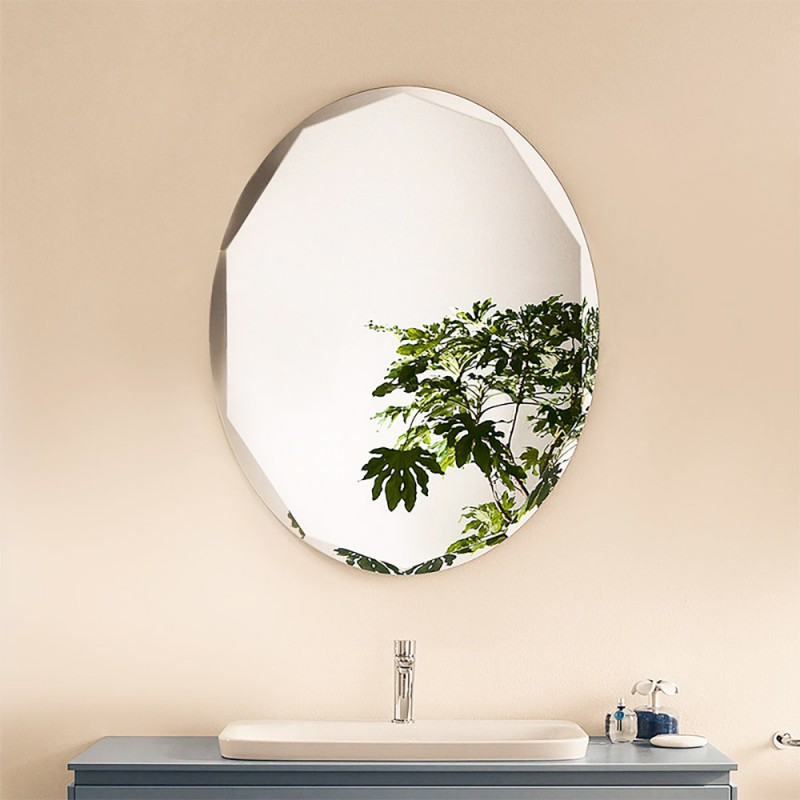 Καθρέπτης μπάνιου οβάλ 60x80cm με πολυεδρικό μπιζουτέ