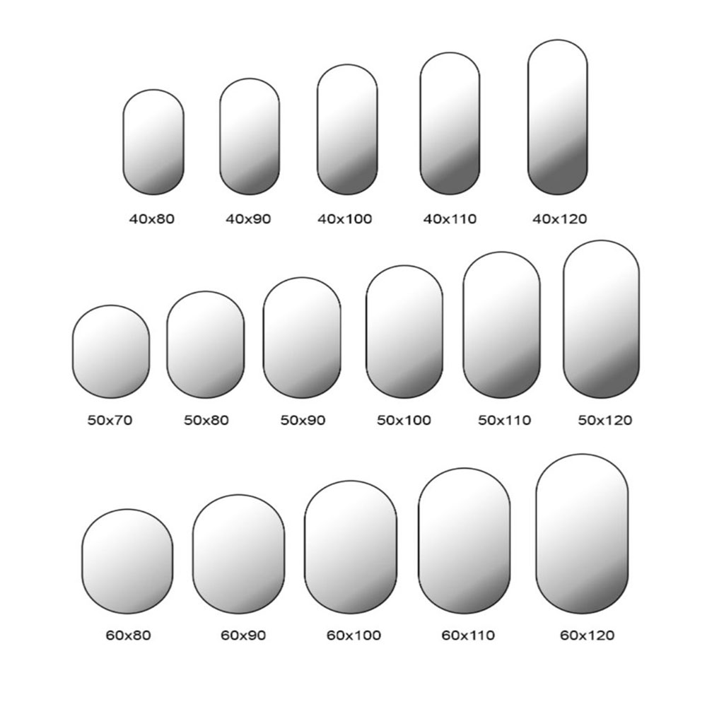 Oval capsule mirror 45x90cm stainless steel
