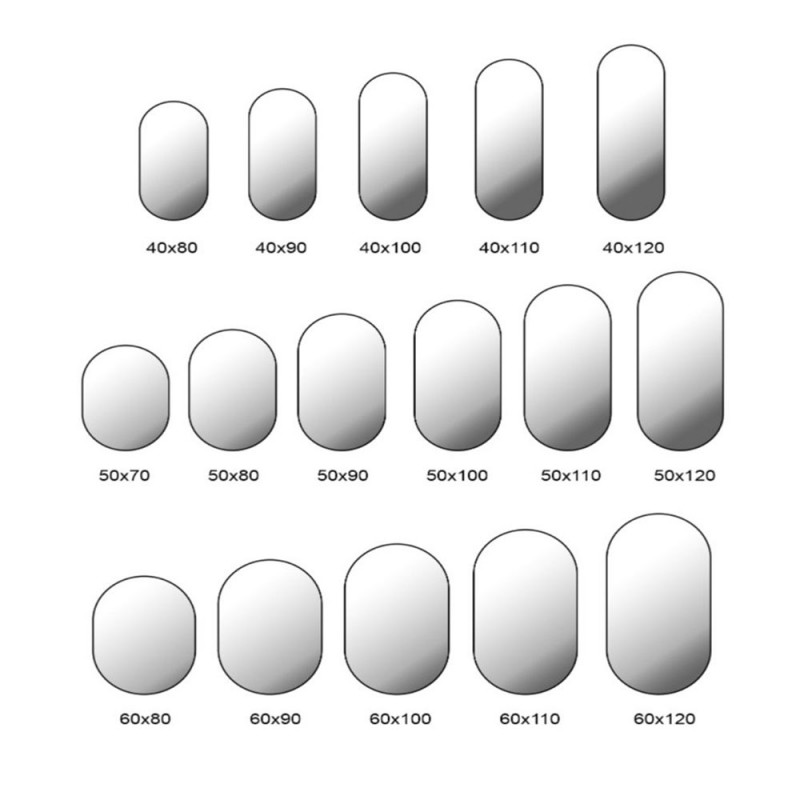 Mirror metal oval capsule 40x80cm with axis up