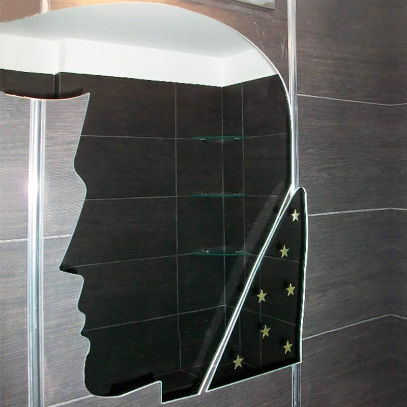 Καθρέπτης τοίχου 80Χ90cm Elvis ροντέ με χρυσά αστέράκια