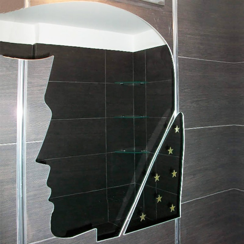 Mirror 80X90cm Elvis round with gold stars