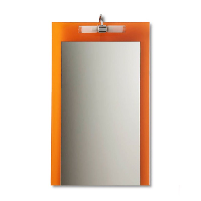 Καθρέπτης μπάνιου 60x80cm πορτοκαλί lacobel κρύσταλλο με φωτιστικό