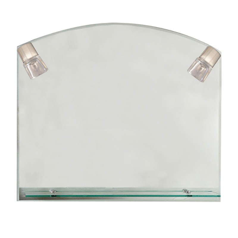 Mirror 90x75cm with a boat design, two lamps and a shelf